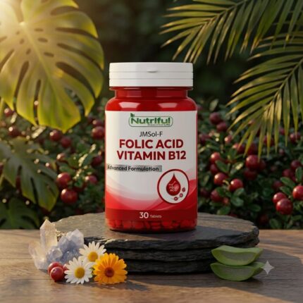 Nutriful JMSol-F Folic Acid and Vitamin B12 Tablets for Daily Folate, Energy, and Nervous System Support – 30 Tablets