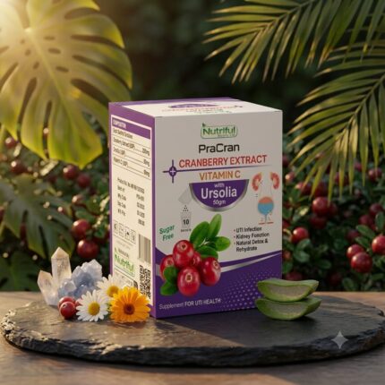 Nutriful PraCran Cranberry Extract with Vitamin C and Ursolia Sugar-Free Sachets for Urinary Tract Health