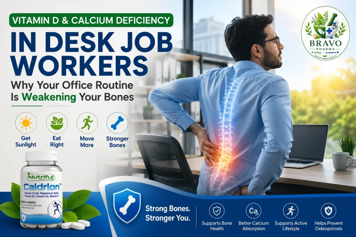 Vitamin D and calcium deficiency in desk job workers causing back pain and weak bones